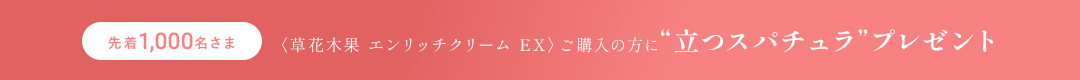 〈草花木果 エンリッチクリーム EX〉 ご購入の方に“立つスパチュラ”プレゼント