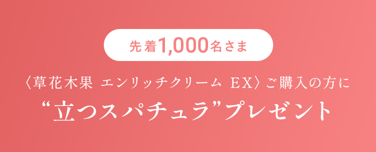 〈草花木果 エンリッチクリーム EX〉 ご購入の方に“立つスパチュラ”プレゼント