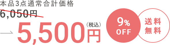 本品3点の通常合計価格 5,500円（税込）